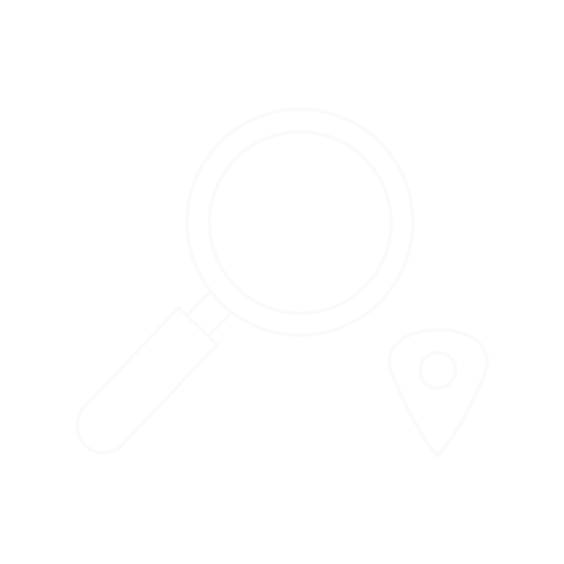 A magnifying glass next to a map pin