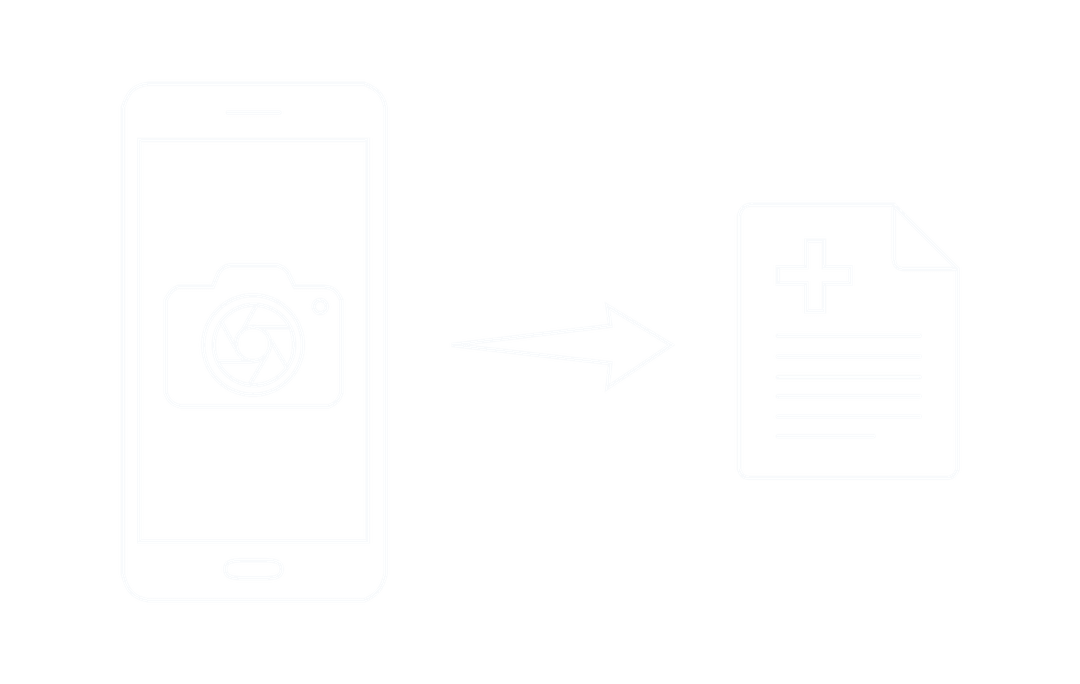 A phone camera with an arrow pointing to a document marked with a plus sign
